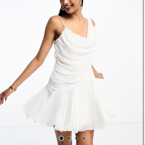 ASOS Drape Mini Dress in White - Picture 1 of 4
